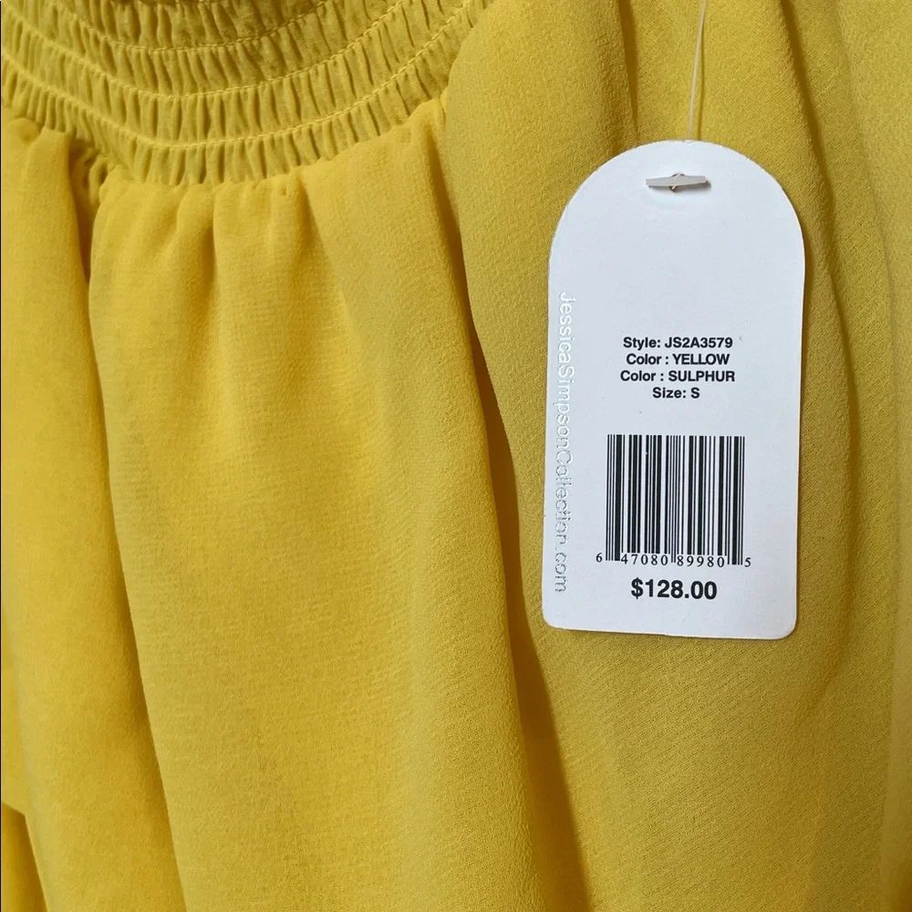 Jessica Simpson Yellow One-Shoulder Ruffle Dress Asymmetrical small